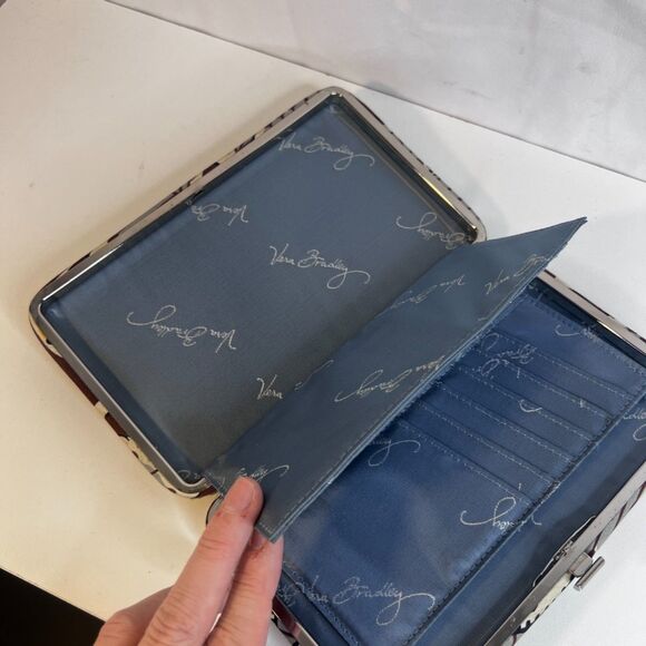 Vera Bradley Travel Wallet Slate Blooms Pattern Rectangle Metal Frame Floral - Picture 7 of 9